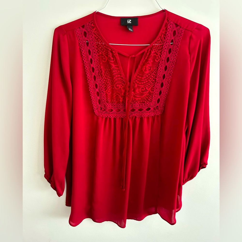 Like new IZ Byer Red Blouse Size L